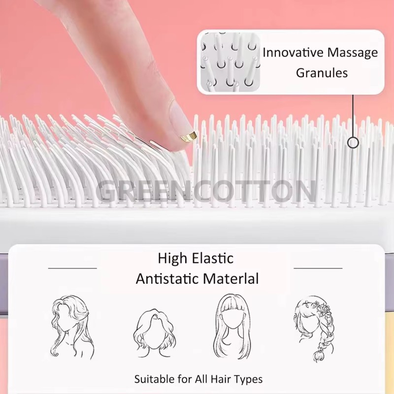 Brosse à cheuveux auto_nettoyante ,massante et antistatique thumbnail